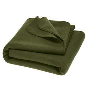 Olive Green Wool Blanket 66 X 90 Flame Retardant Military Style Camping Warm